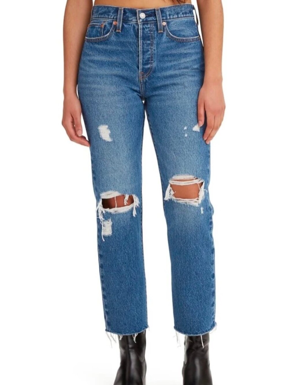 LEVI'S Wedgie Straight Medium Indigo Destructed